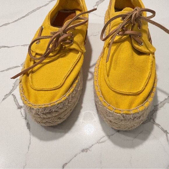 Tory Burch | Women’s Yellow Espadrilles Boat Shoes Jute Size 7 - Picture 3 of 13